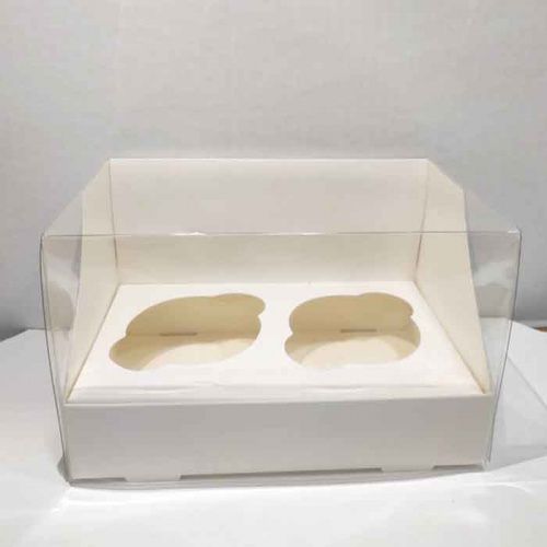 Коробка под 2 капкейка, с прозр. крышкой, белая 16,2*10,3*10см