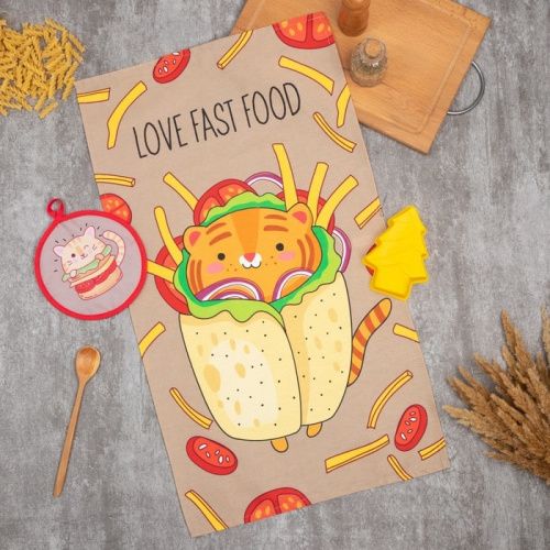 Подарочный набор "Food" кух. полотенце, прихватка, сил. форма Подарочный набор "Food" кух. полотенце, прихватка, сил. форма