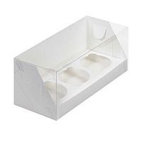Коробка для 3 капкейков с с проз. крышкой, 25*10*10см