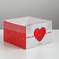 Коробка для 4 капкейков "Ja t,aime" 16*16*10см