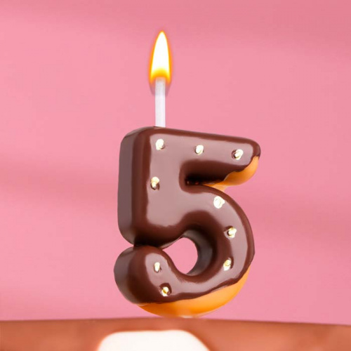 Свеча цифра "5" Шоколадная глазурь 7см