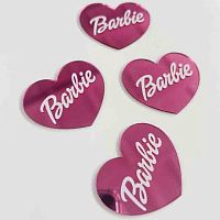 Набор зеркальных акриловых топперов сердца "Barbie" (Барби), малиновый