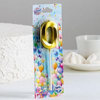 Свеча цифра "0" Грань, золото