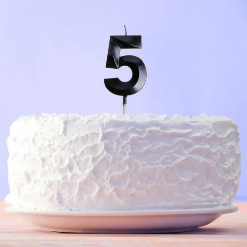 Свеча цифра "5", черная фото 2