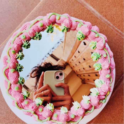 Зеркальный акриловый топпер "Селфи зеркало", 14см серебро фото 3